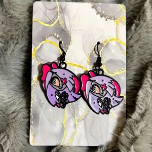 Hazbin Hotel Earrings Handmade Hypoallergenic Heart Shape Dangle (Vaggie)